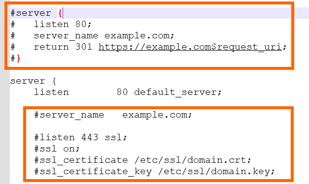 In the Default.config file, Uncomment the following marked lines