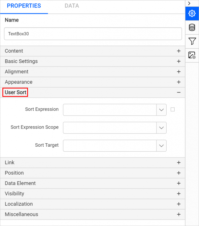 User sort property