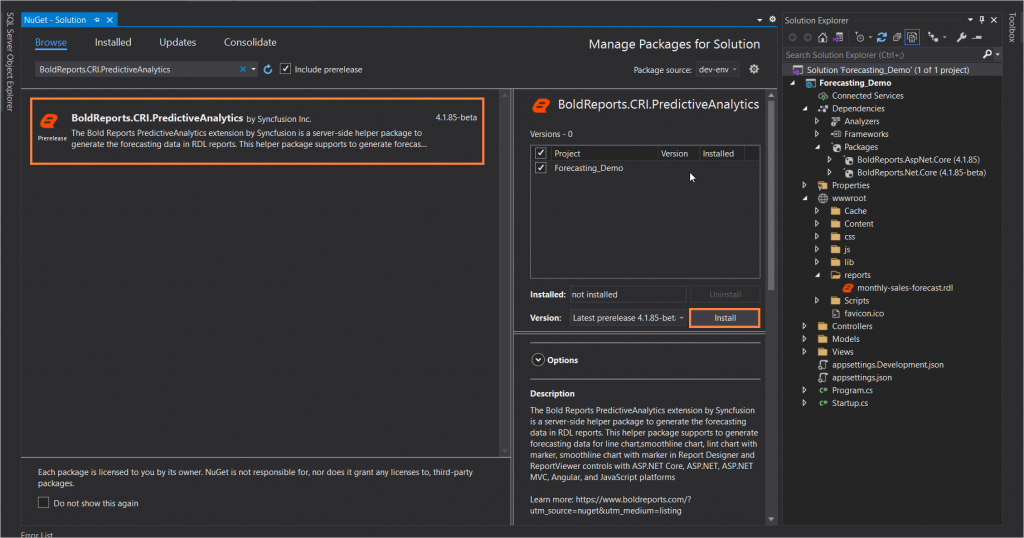 BoldReports.CRI.PredictiveAnalytics Package Page | Report Tools Software
