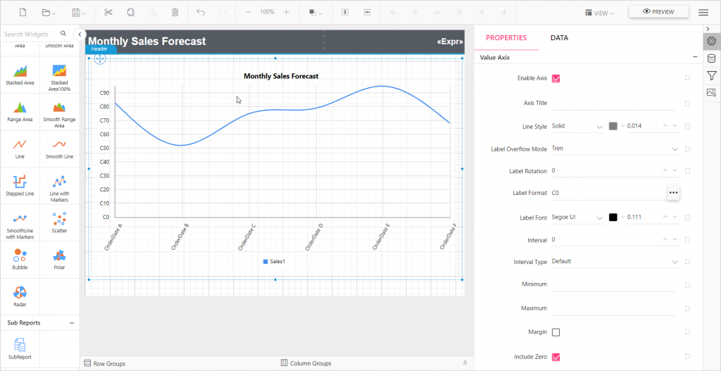 Value Axis Property | Report Tools Software