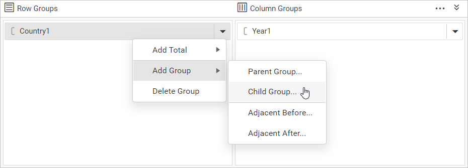 Add row child group