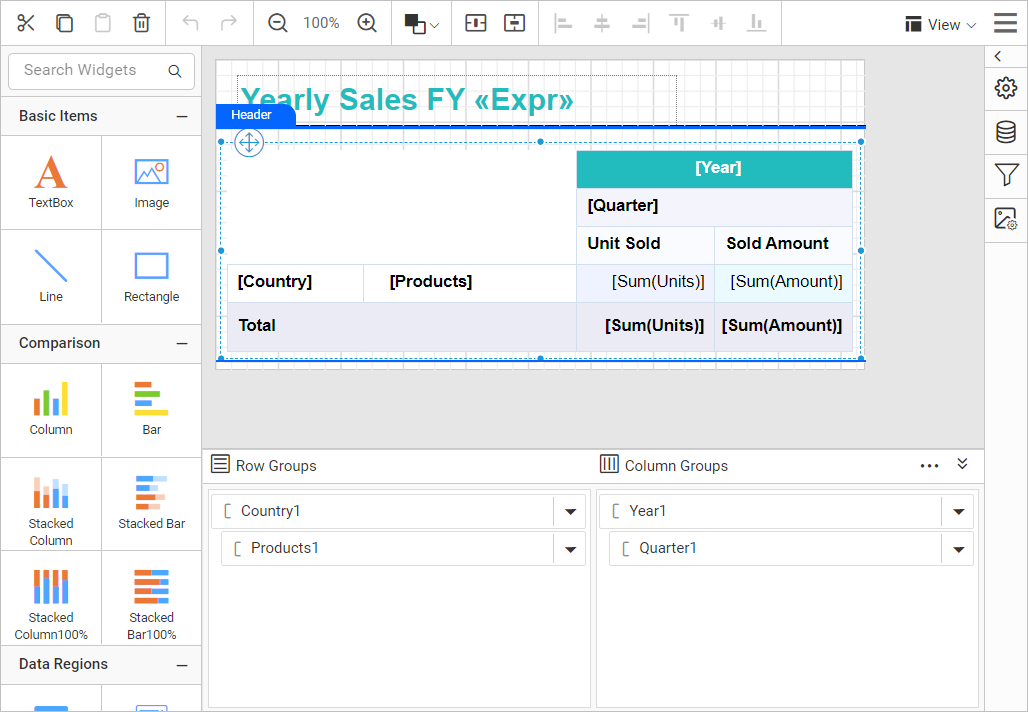 Design view after formatting