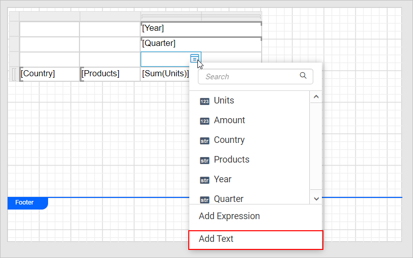 Set header text