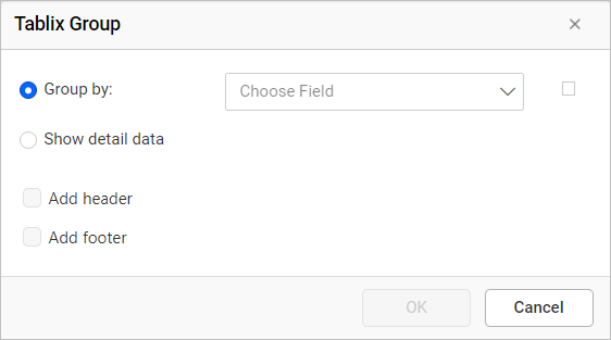 Tablix Group dialog