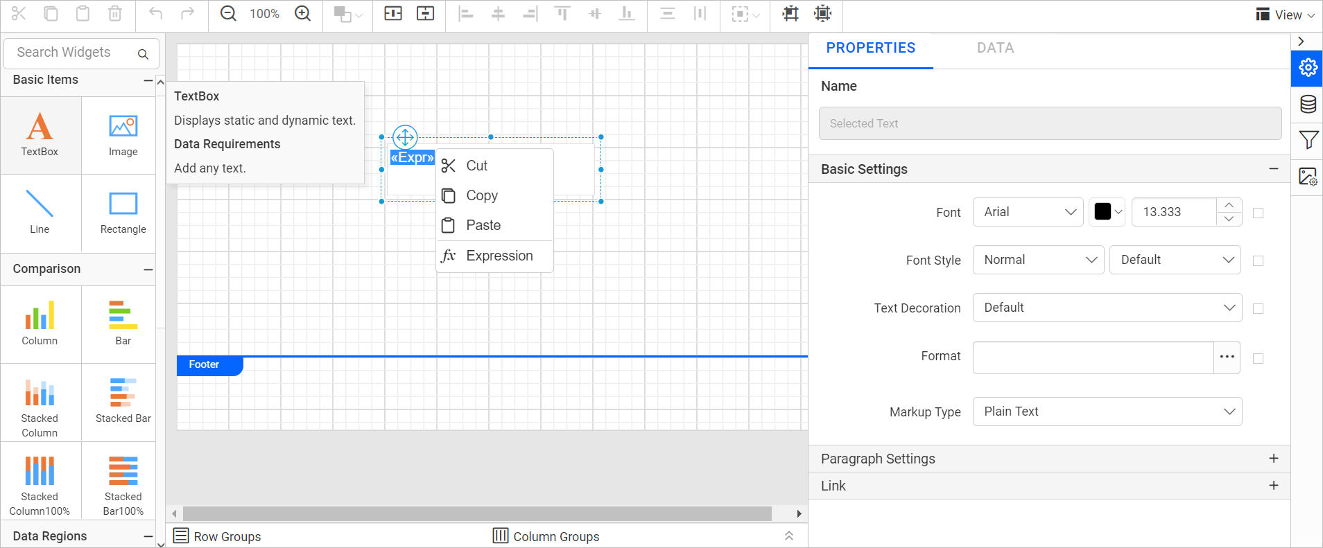 Add expression in TextBox