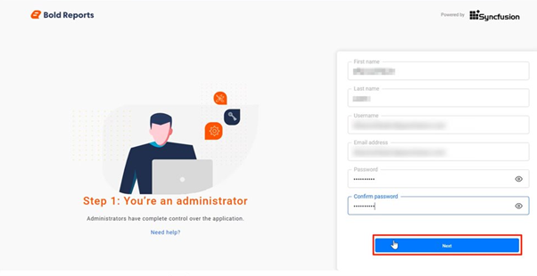 Activation of Bold Reports account using online credentials.