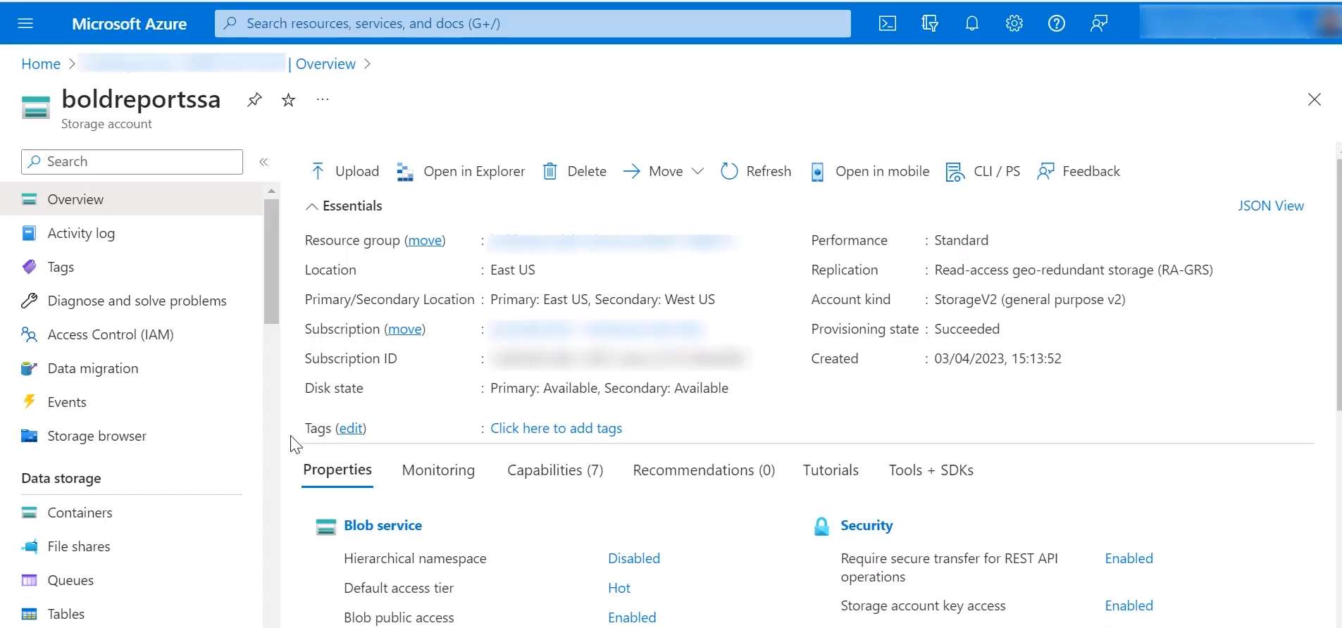 Storage Account |Reporting Tools