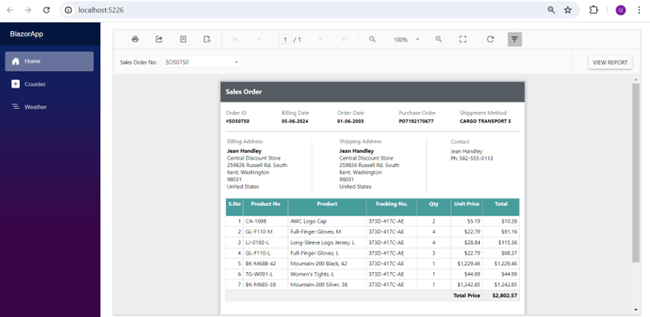 The Report server reports Rendered in the Blazor WASM App