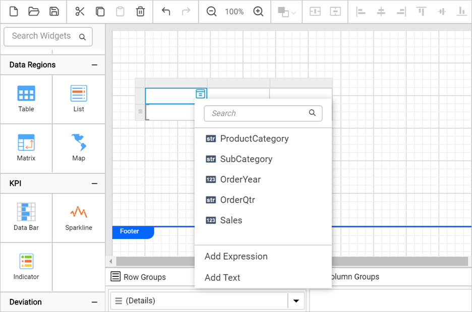 Set text to the table header cell