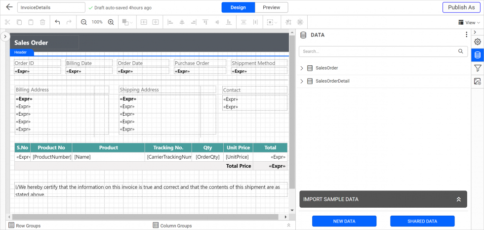 Drillthrough report design