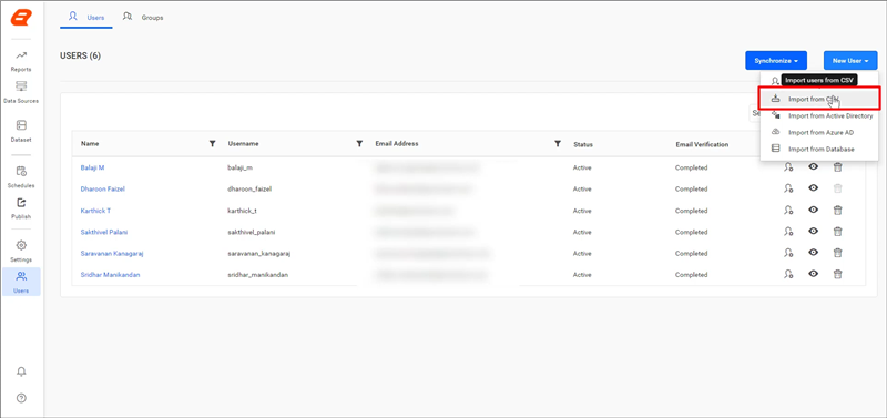 Choose the Import from CSV Option | Reporting Tools