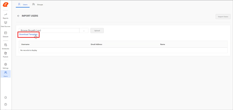 Click Download Template | Reporting Tools
