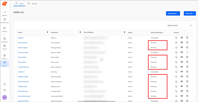 Imported Users from CSV | Reporting Tools