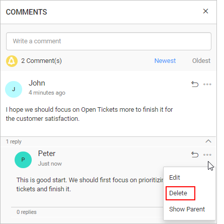 Delete a Comment | Reporting Tools