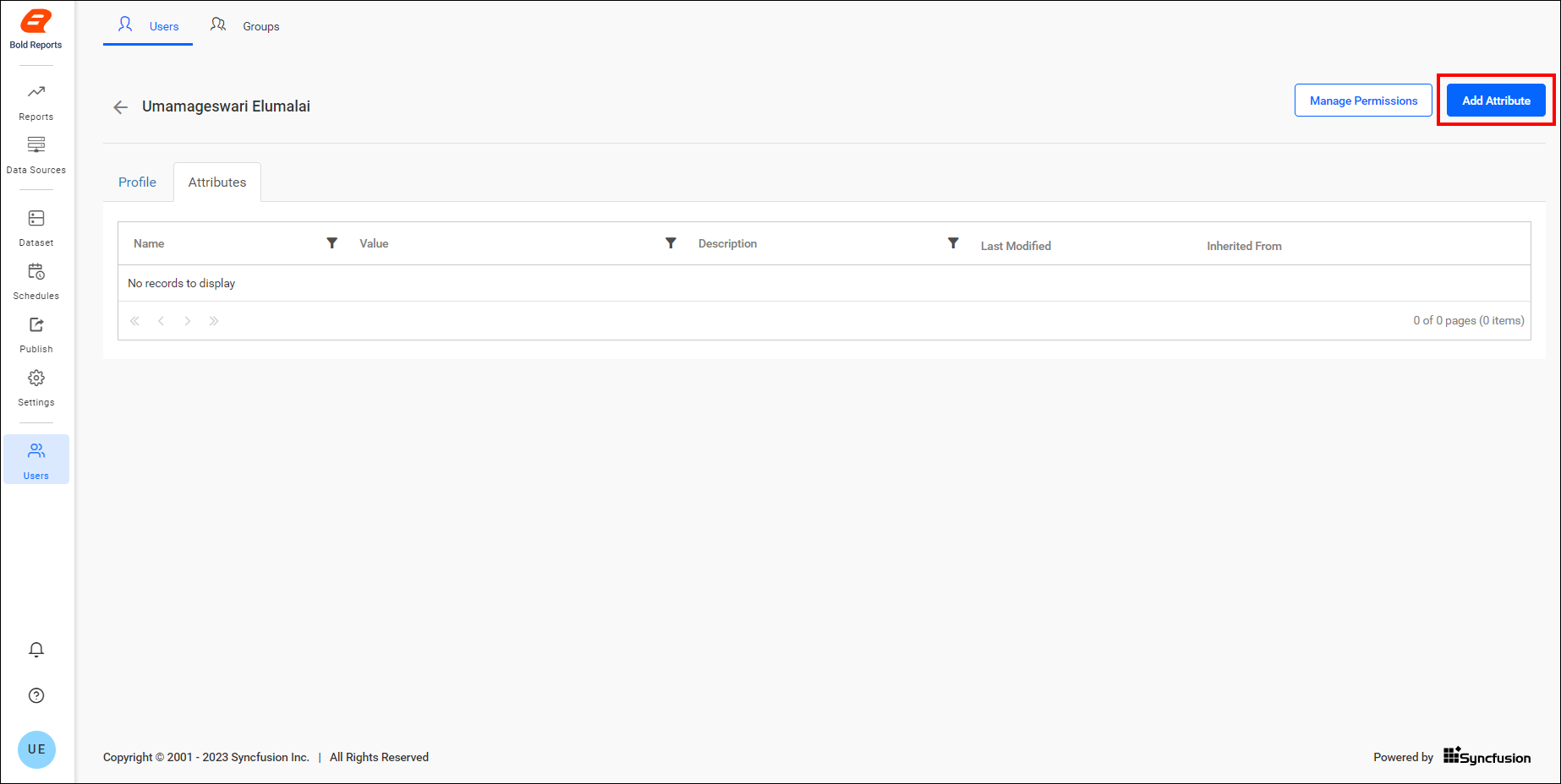 User Management Profile Page | Reporting Tools