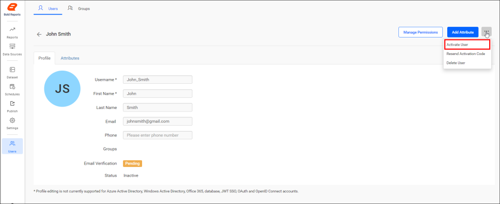 Activating Users | User Management