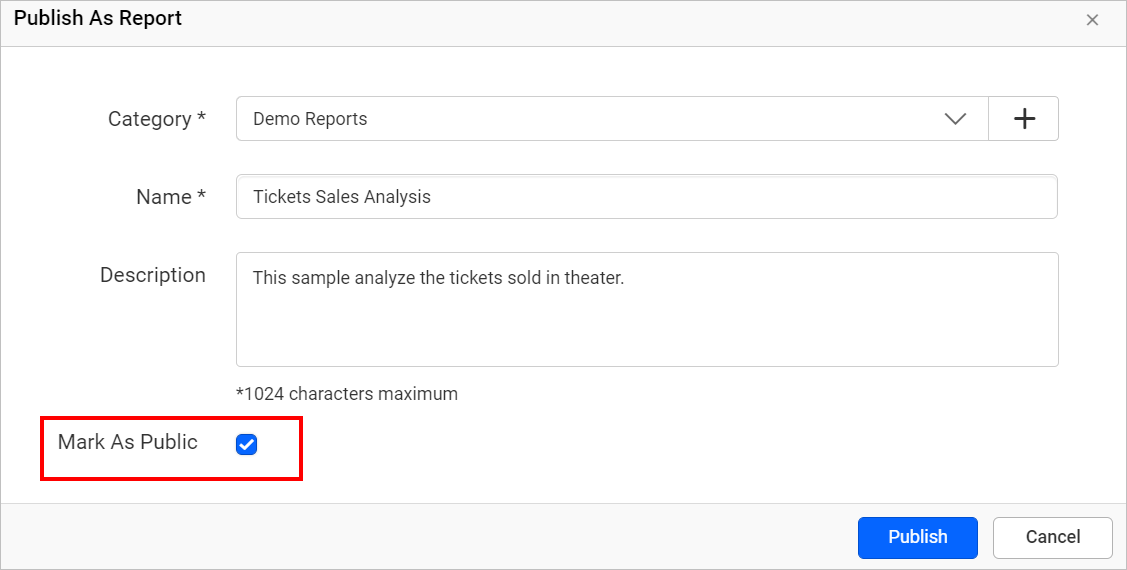 Mark As Public Option in Publish Dialog