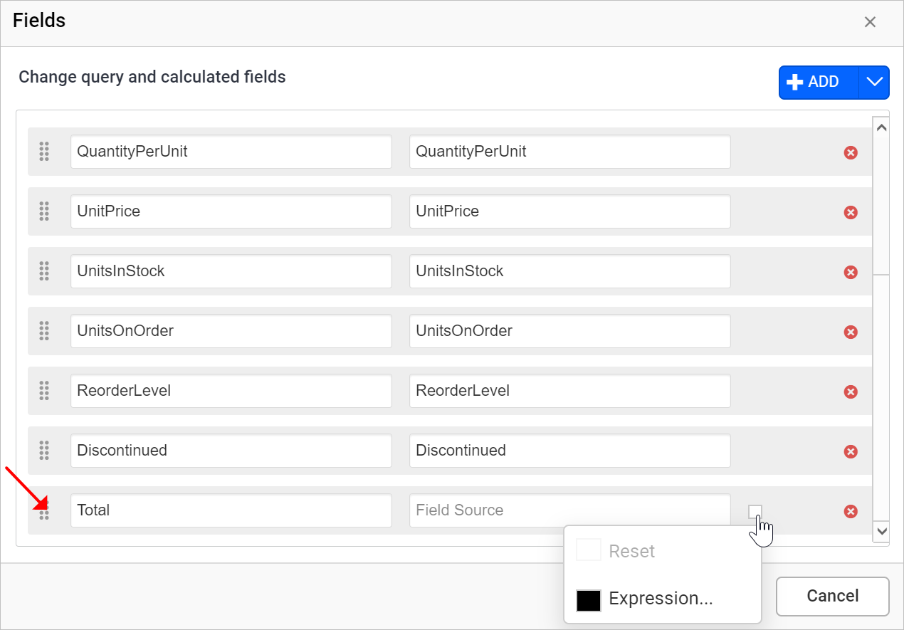 Add field name