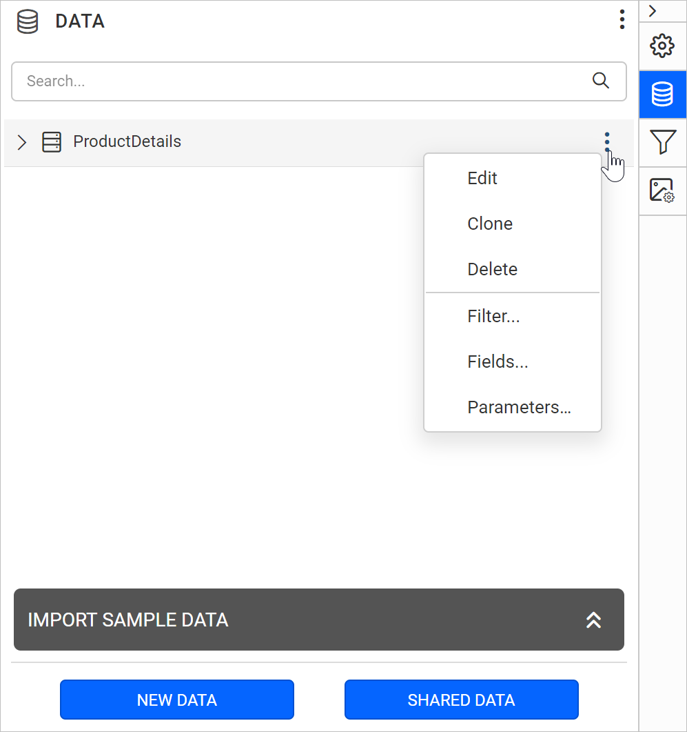 Fields option listed in context menu