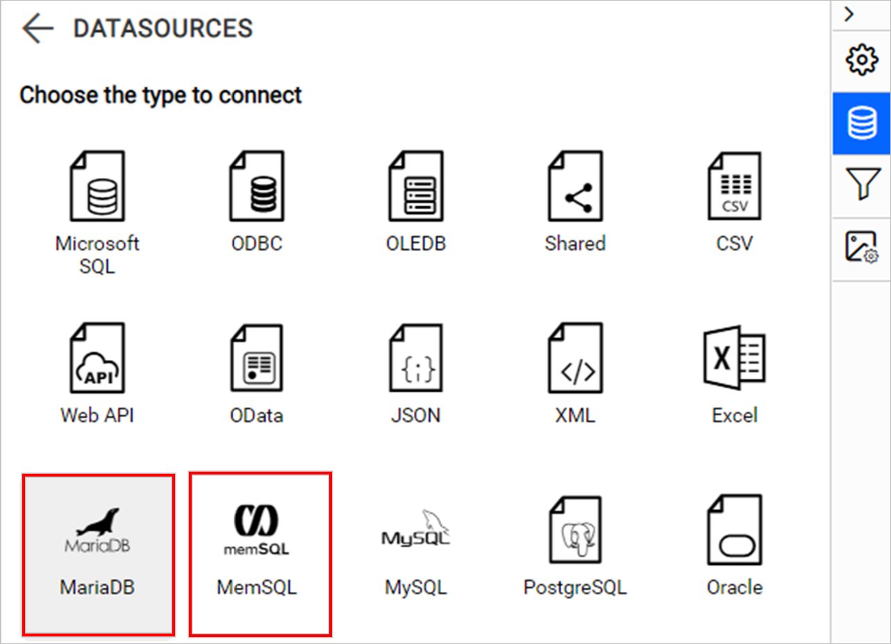 Data sources image from report designer