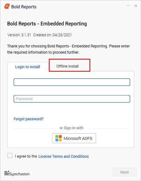 Offline Installation setup for embedded reporting