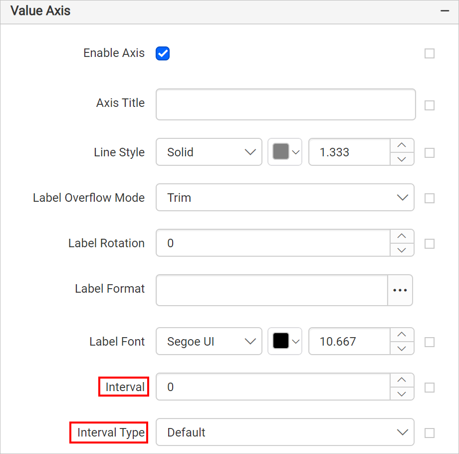 Set Interval and Interval Type for Chart Report Item