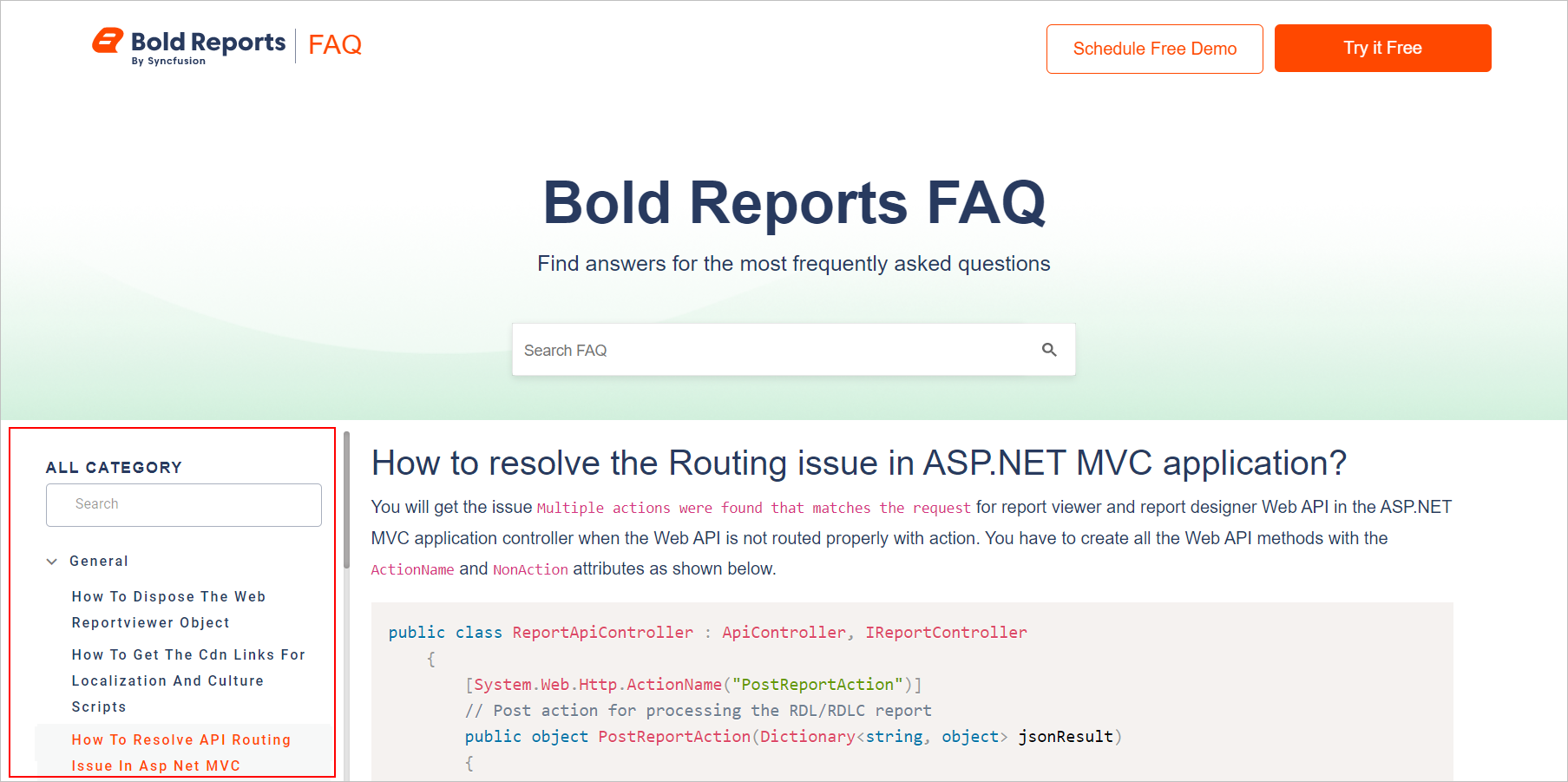 Navigate Link Page for FAQs website | Report Tools Software