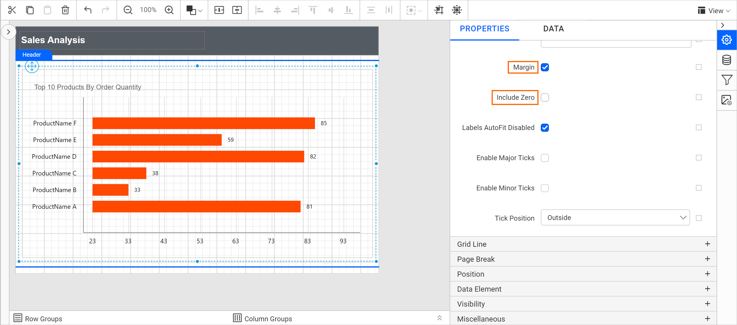 Zero and Margin Property in Chart Axis | Report Tools Software