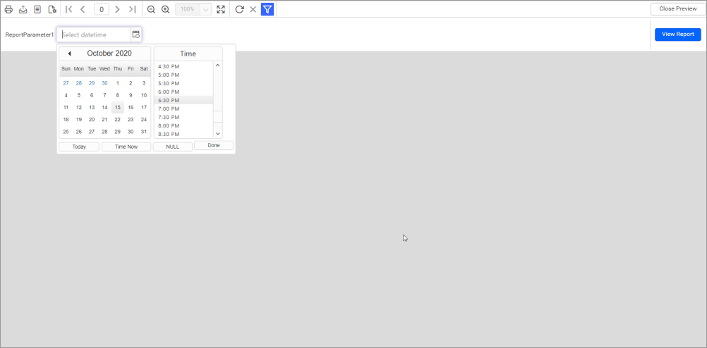 Date-Time Picker with Date Parameter Enabled