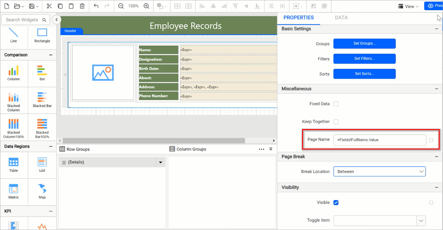Setting Custom Page Name