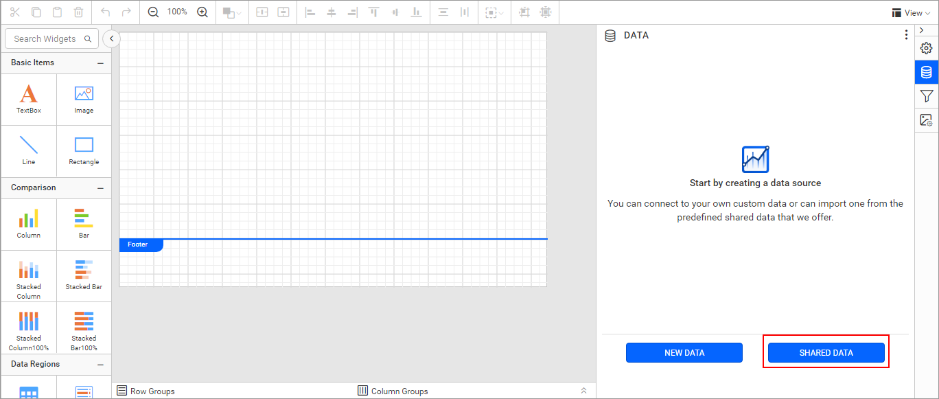 Shared Data Set for Report Designer