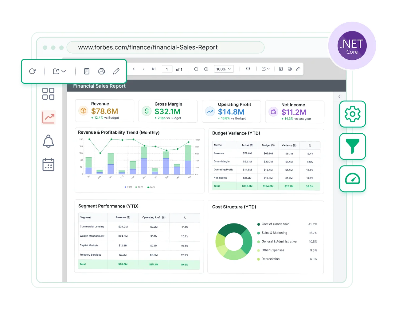 ASP .NET Core Report Viewer Banner
