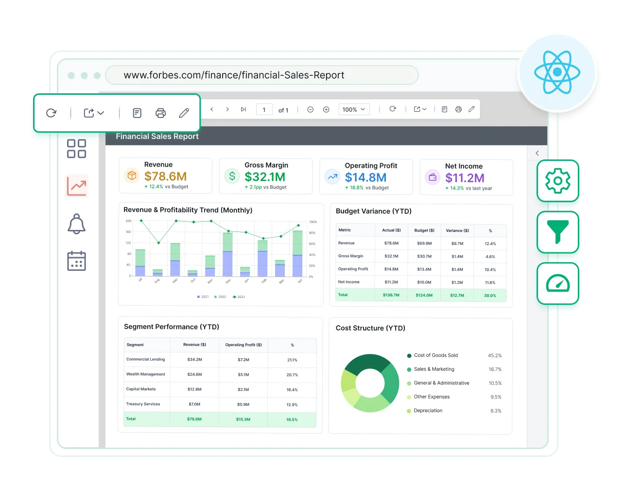 React Report Viewer Banner