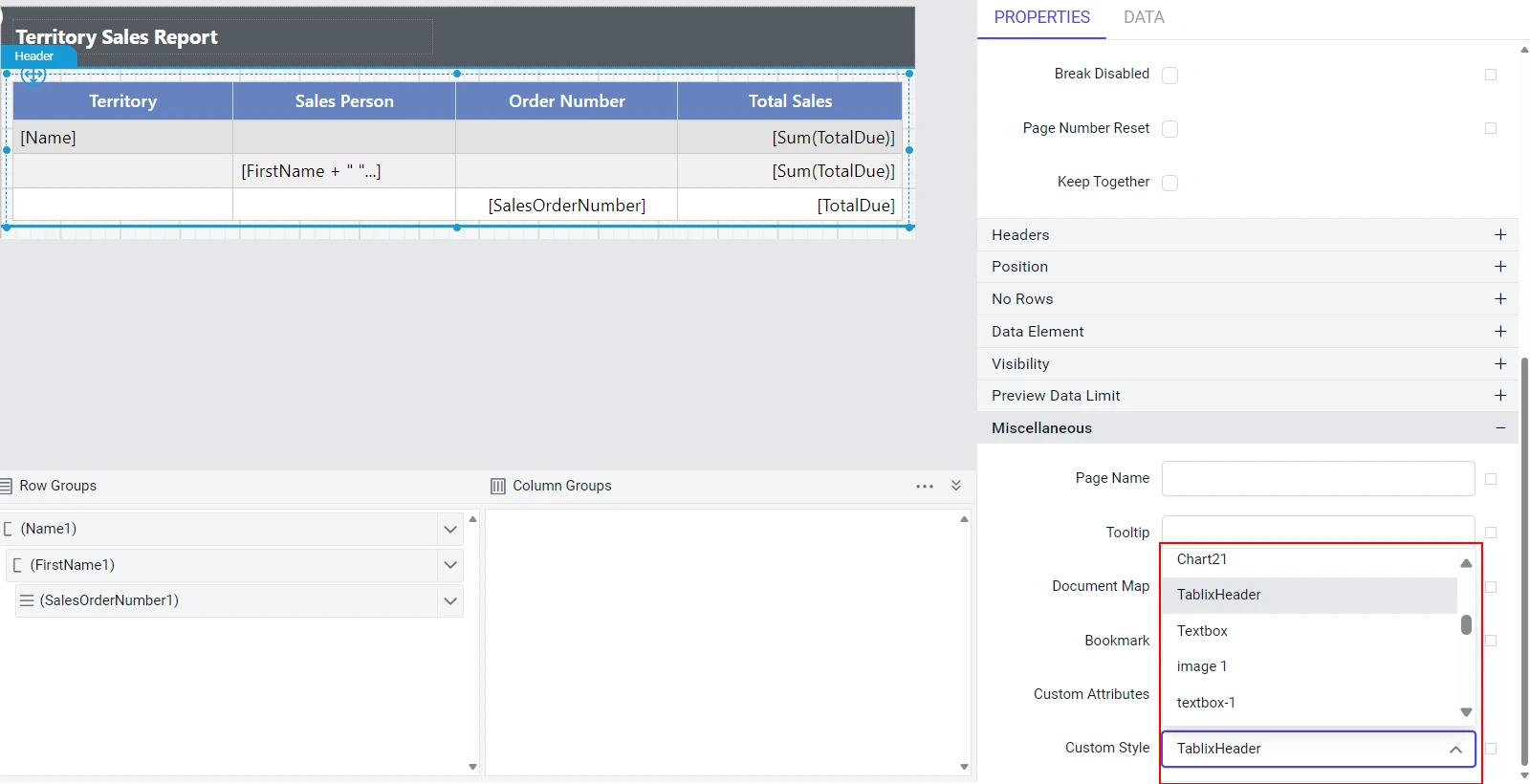 Custom Style Dropdown in the Properties Panel