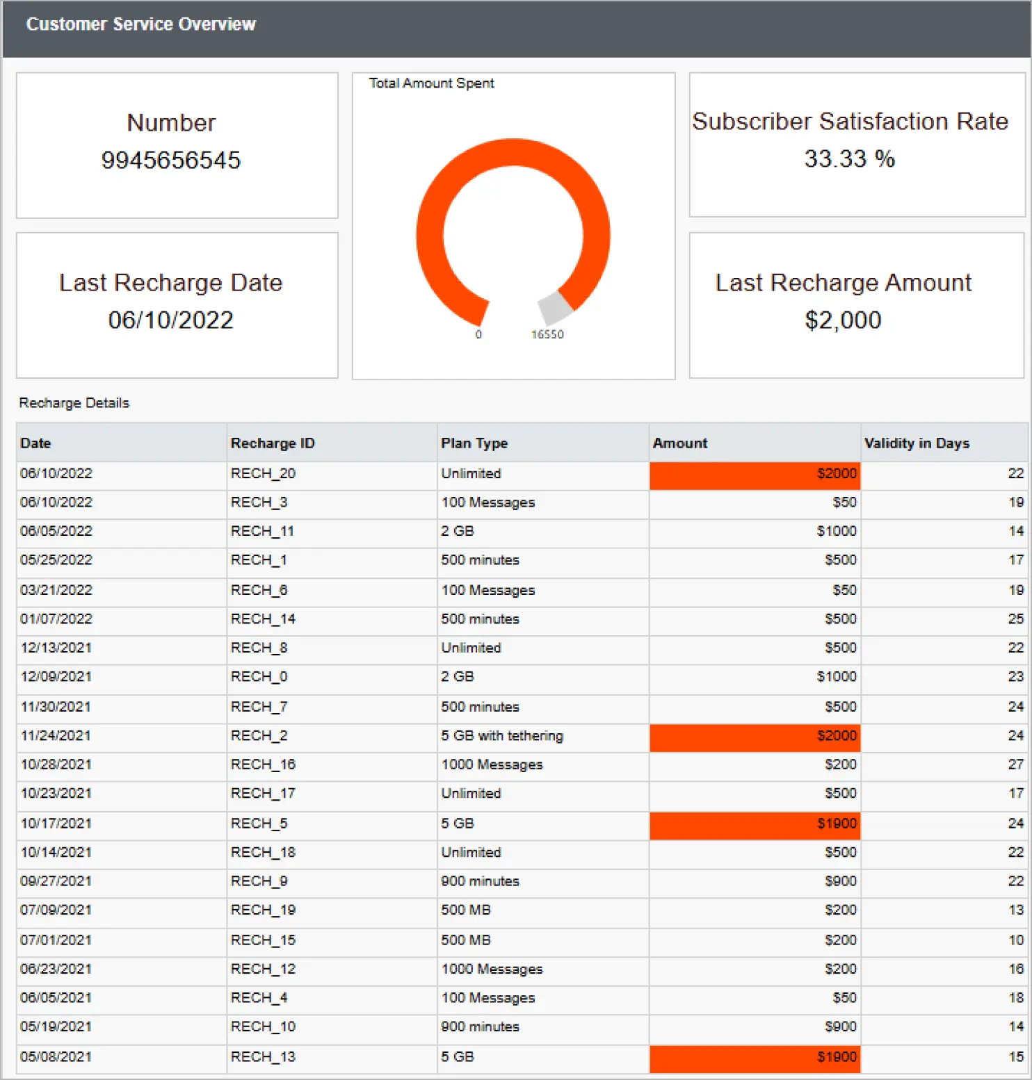 Customer Service Overview Reports
