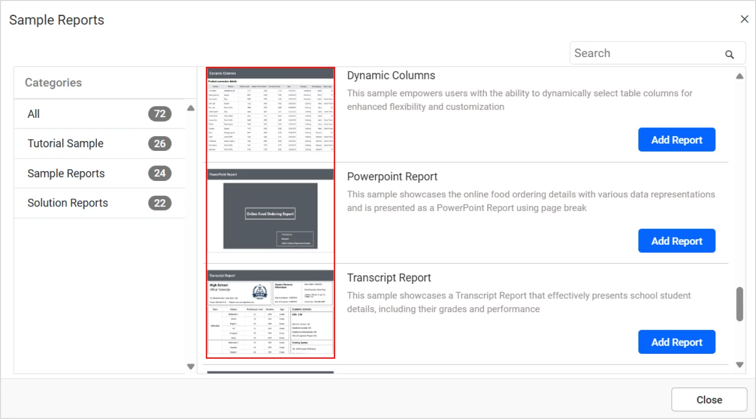 Improved sample report