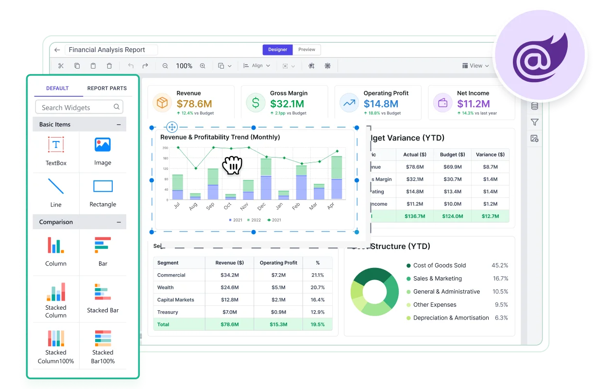 Blazor report designer