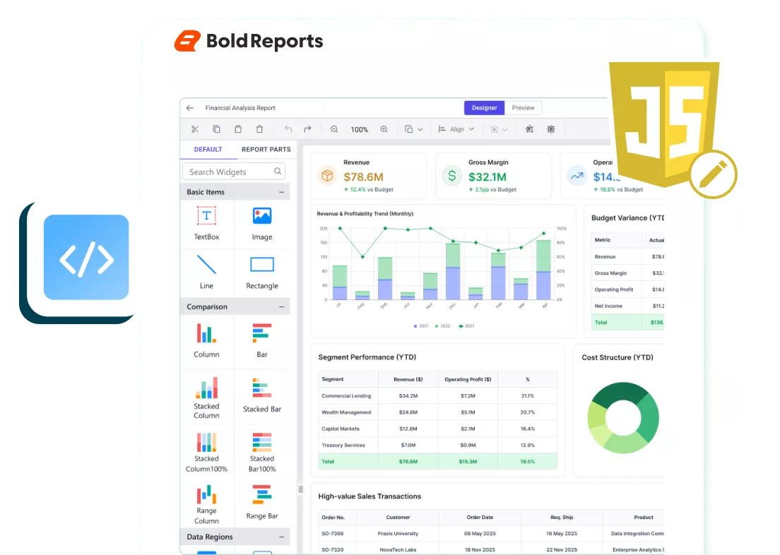 JavaScript Report Designer reinforcement