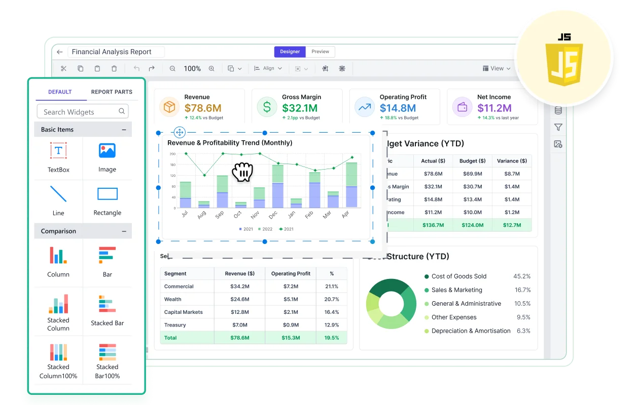 JavaScript Report Designer Banner