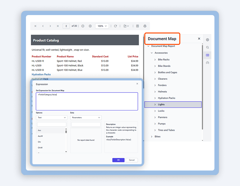 How to Add a Document Map to a Report