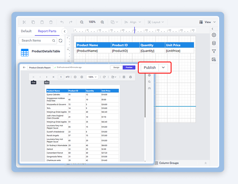 How to Create and Publish Report Parts