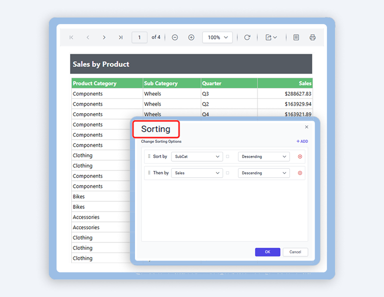 How to Enable User Sorting in a Tablix