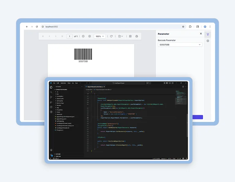How to Pass Values to Barcode in an ASP.NET Core Application