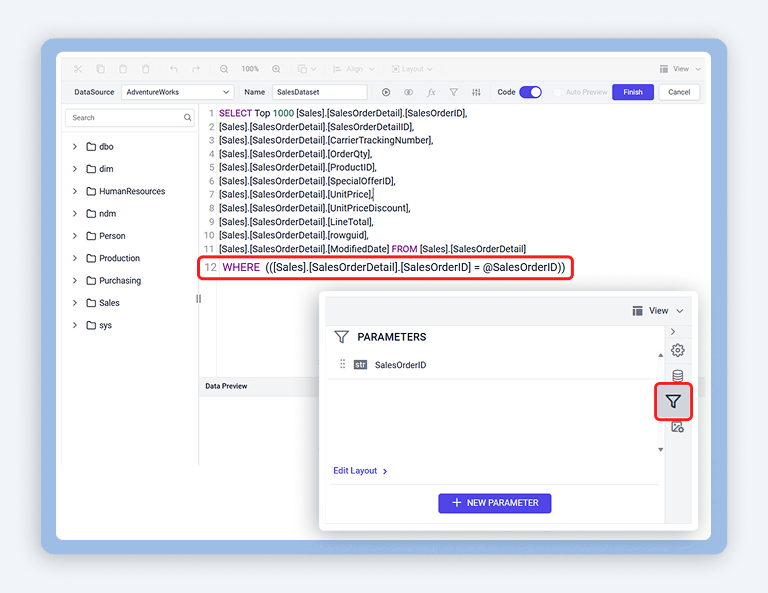 How to Add Query Parameter to a Report