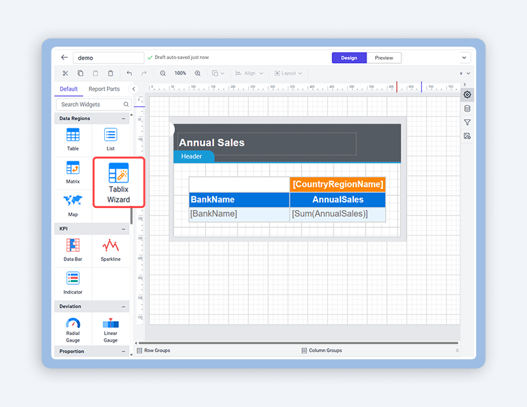 How to Design a Matrix Report Using the Tablix Wizard
