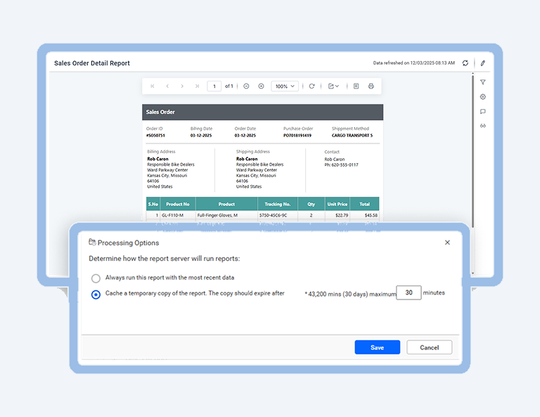 How to Enable Report Caching