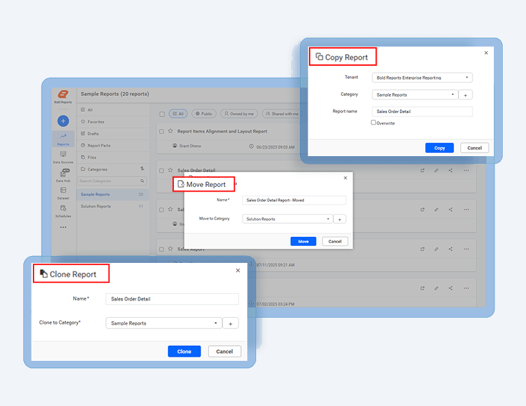 How to Move, Copy, and Clone Reports in the Report Server