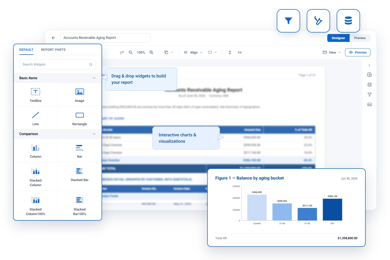 Build and customize accounts receivable aging report