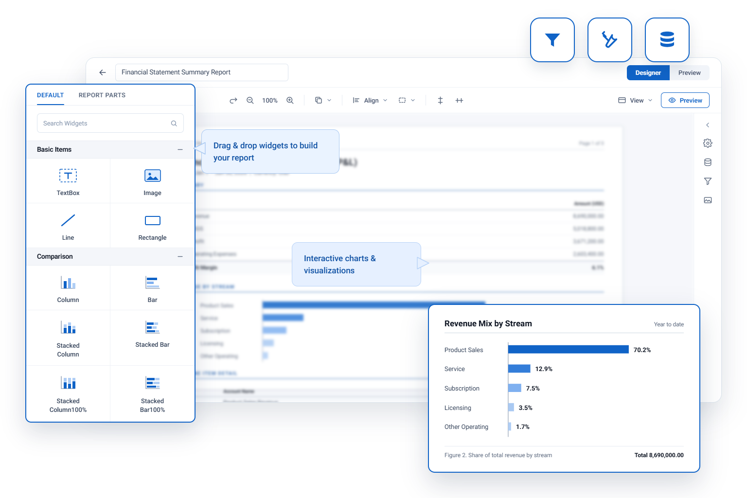 Build and customize financial statement summary report