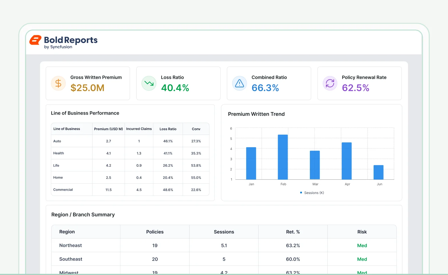 Insurance performance report template